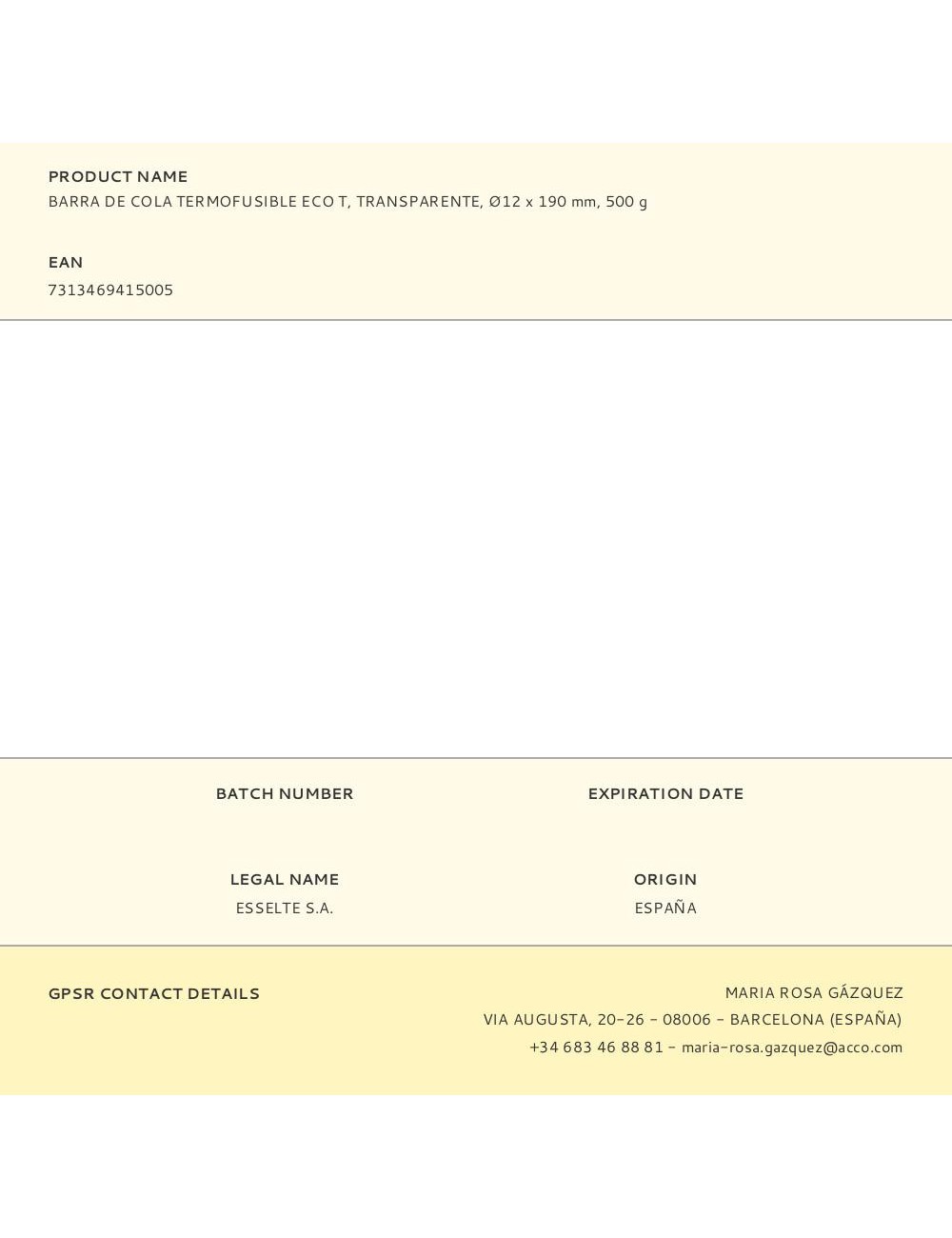 Barra de cola termofusible eco t, transparente, ø12 x 190 mm, 500 g