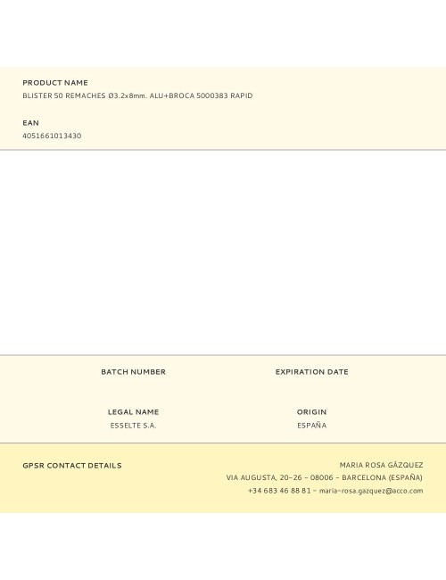 Blister 50 remaches ø3.2x8mm. alu+broca 5000383 rapid