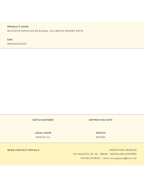Blister 50 remaches ø4.8x10mm. alu+broca 5000387 rapid