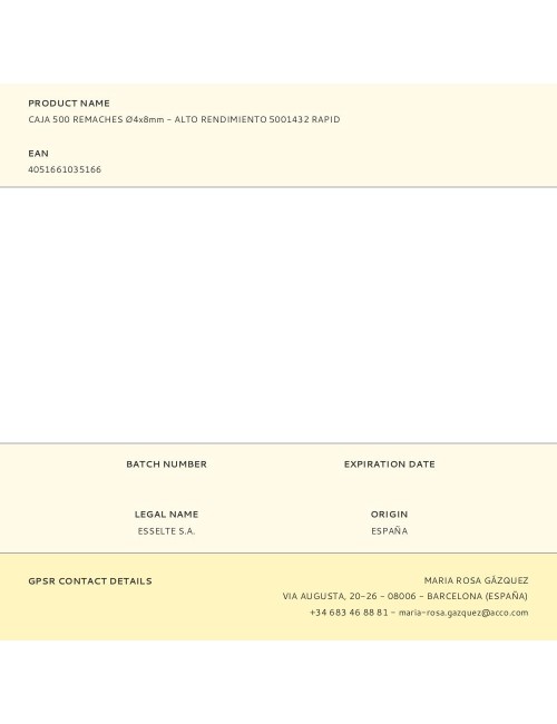 Caja 500 remaches ø4x8mm - alto rendimiento 5001432 rapid