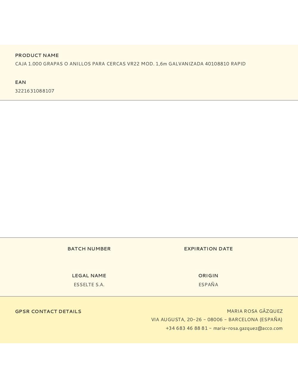 Caja 1.000 grapas o anillos para cercas vr22 mod. 1,6m galvanizada 40108810 rapid