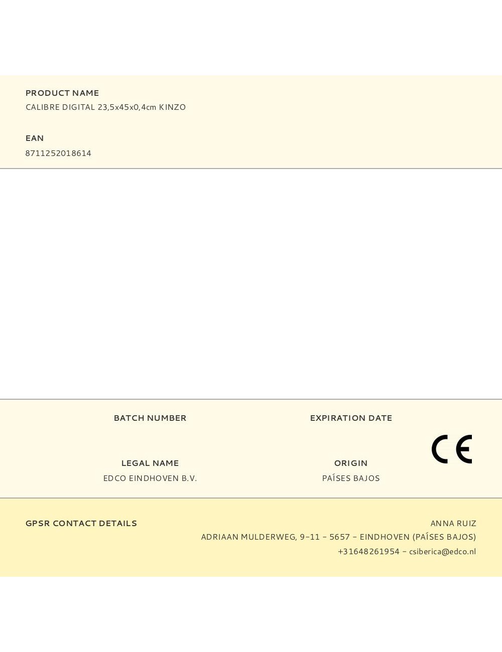 Calibre digital 23,5 x 45 x 0,4 cm