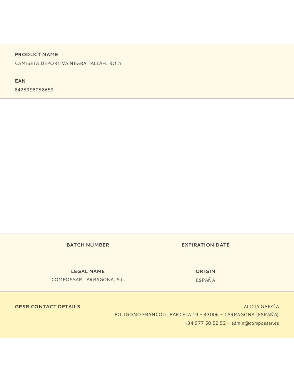 Camiseta deportiva negra talla-l roly