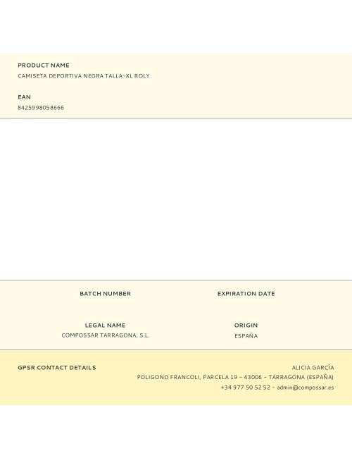 Camiseta deportiva negra talla-xl roly