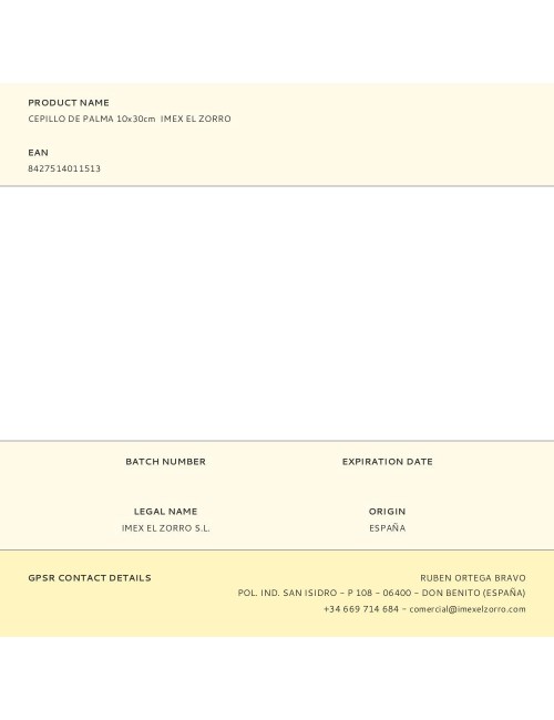 Cepillo de palma 10x30cm imex el zorro