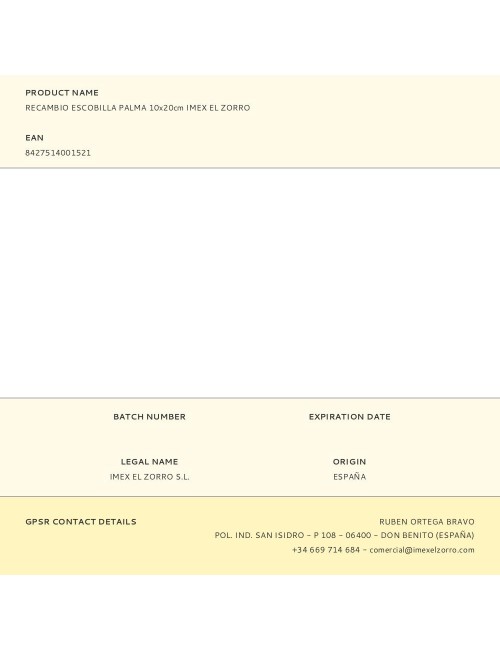 Recambio escobilla palma 10x20cm imex el zorro