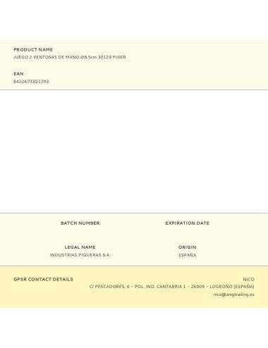 Juego 2 ventosas de mano ø8,5cm 30129 piher