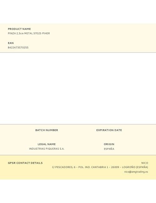 Pinza de metal 2,5 cm