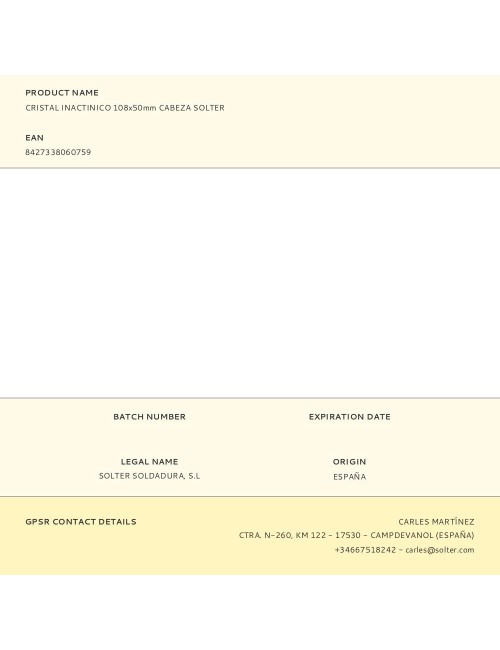 Cristal inactinico 108x50mm cabeza solter