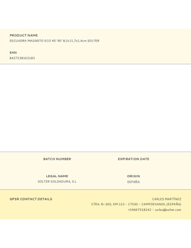 Escuadra magneto eco 45° 90° 8,2x11,7x1,4cm solter