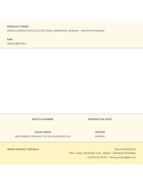 Eurocilindro puntos latón doble embrague 30/40mm - d66 mm 30/40abus