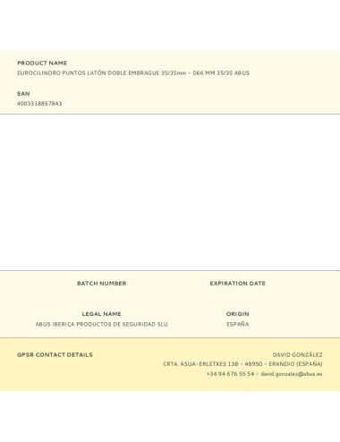 Eurocilindro puntos latón doble embrague 35/35mm - d66 mm 35/35 abus