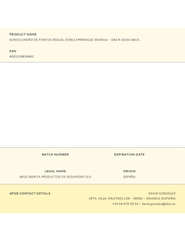 Eurocilindro de puntos níquel doble embrague 30/30mm - d66 n 30/30 abus