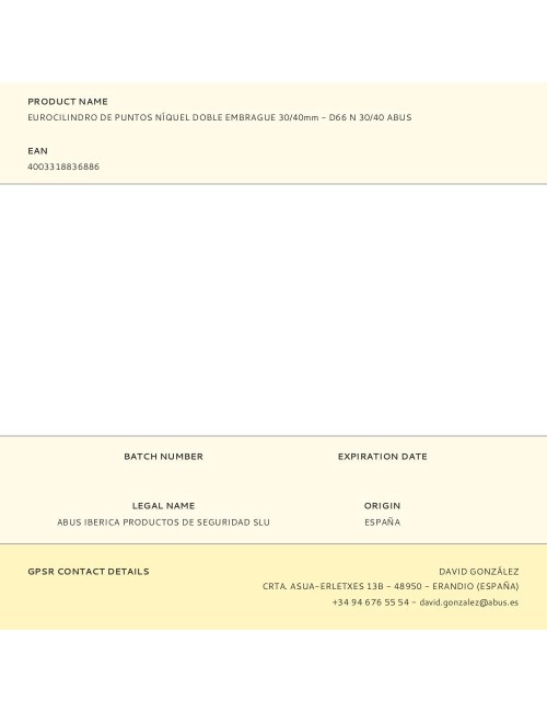 Eurocilindro de puntos níquel doble embrague 30/40mm - d66 n 30/40 abus