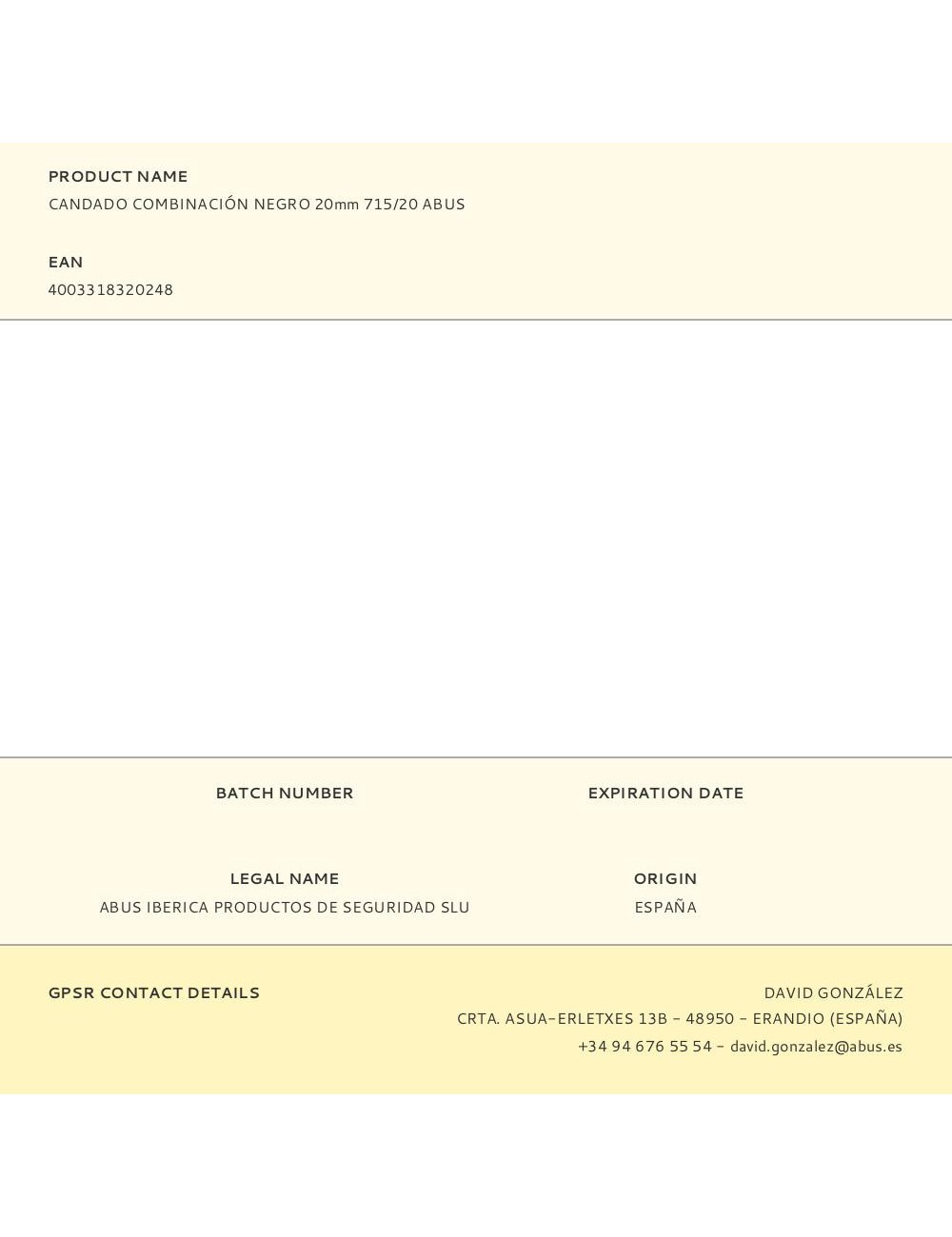 Candado combinación negro 20mm 715/20 abus