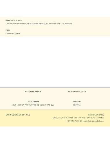 Candado combinacion tsa 30mm retráctil blister 148tsa/30 abus