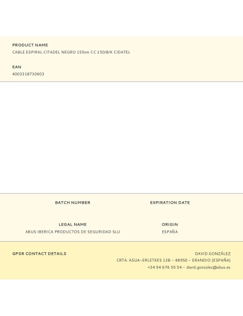 Cable espiral citadel negro 150cm cc 150/8/k cidatel