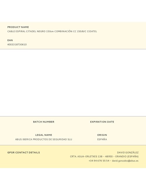 Cable espiral citadel negro 150cm combinación cc 150/8/c cidatel