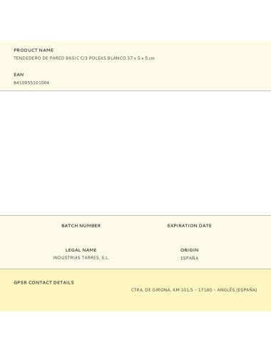 Tendedero de pared basic c/3 poleas blanco 37 x 5 x 5 cm