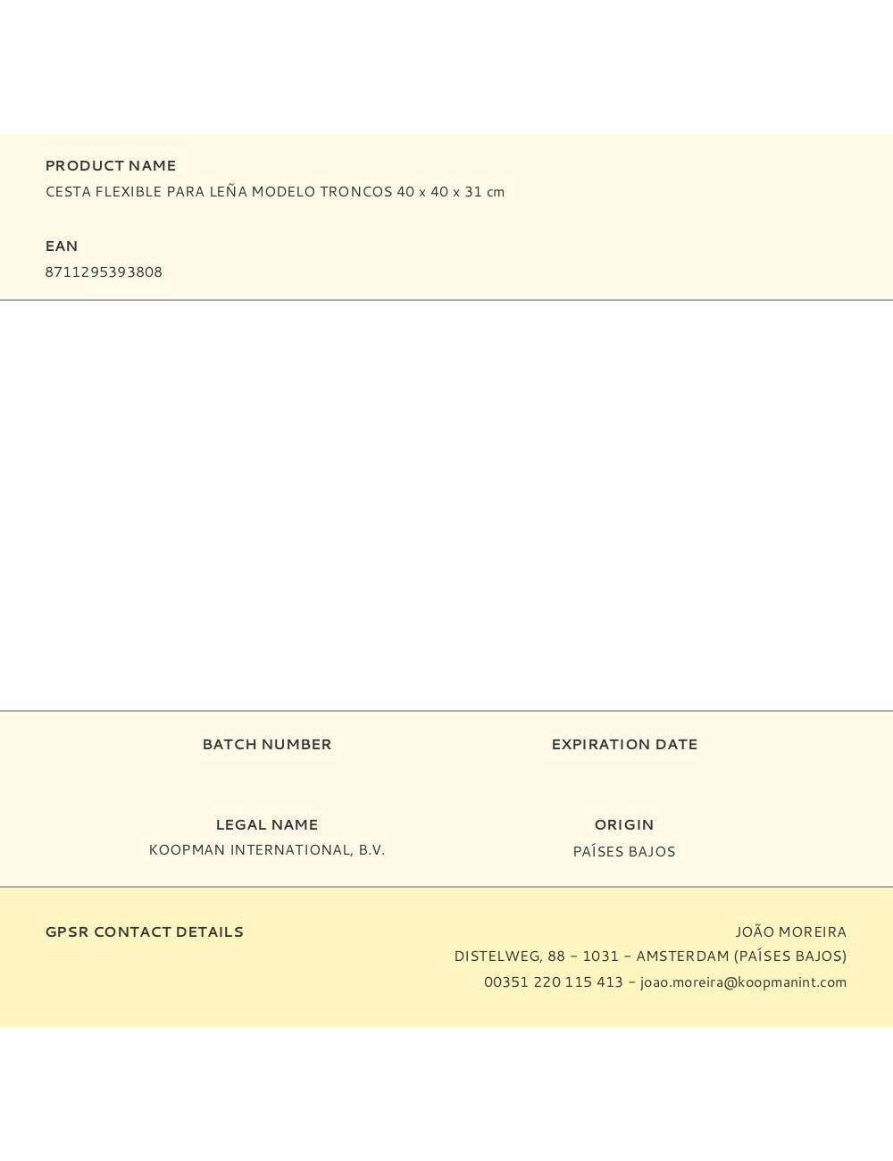 Cesta flexible para leña modelo troncos 40 x 40 x 31 cm