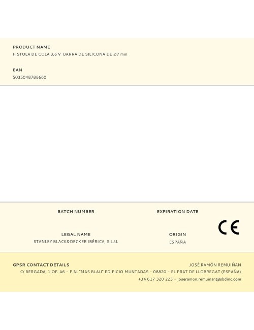 Pistola de cola 3,6 v barra de silicona de ø7 mm