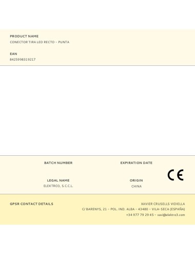 Conector tira led recto - punta