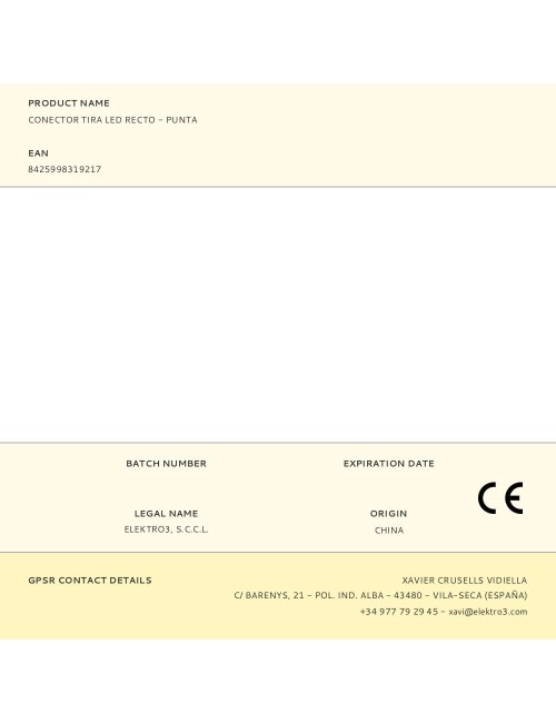 Conector tira led recto - punta