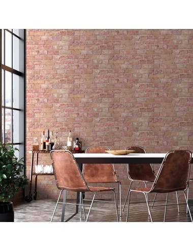 Rollo papel pintado alta calidad ladrillo rojo 0,53 x 10 m