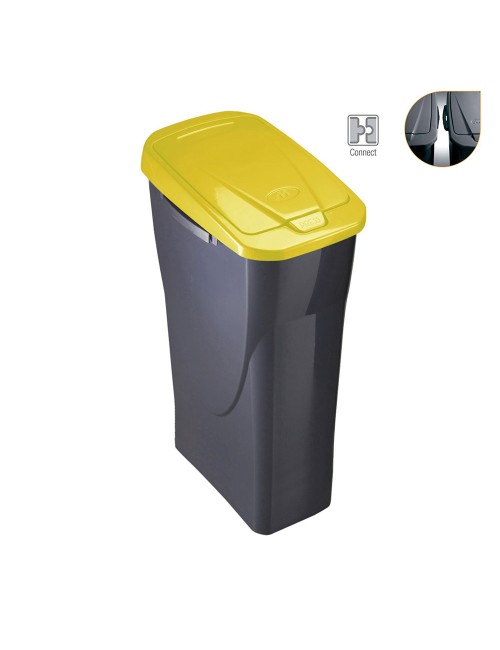 Cubo ecobin con tapa color amarillo 21,5 x 36 x 51 cm 25 l