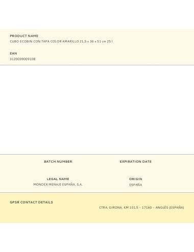 Cubo ecobin con tapa color amarillo 21,5 x 36 x 51 cm 25 l