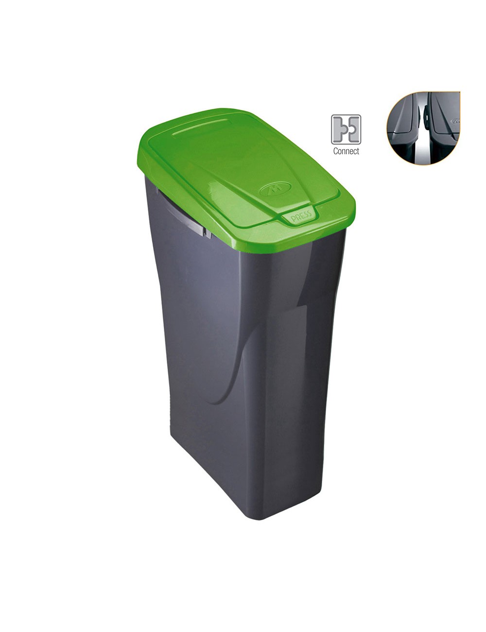 Cubo ecobin con tapa color verde 21,5 x 36 x 51cm 25 l