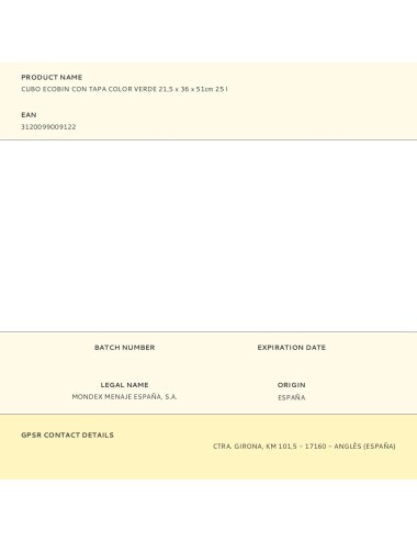 Cubo ecobin con tapa color verde 21,5 x 36 x 51cm 25 l