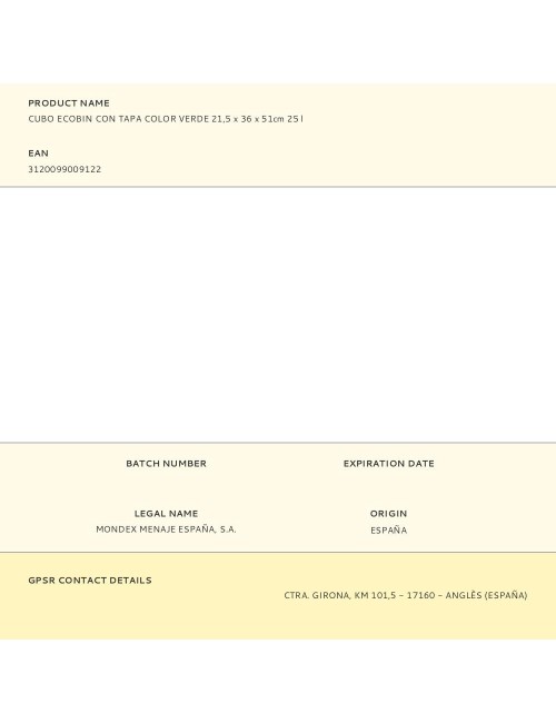 Cubo ecobin con tapa color verde 21,5 x 36 x 51cm 25 l