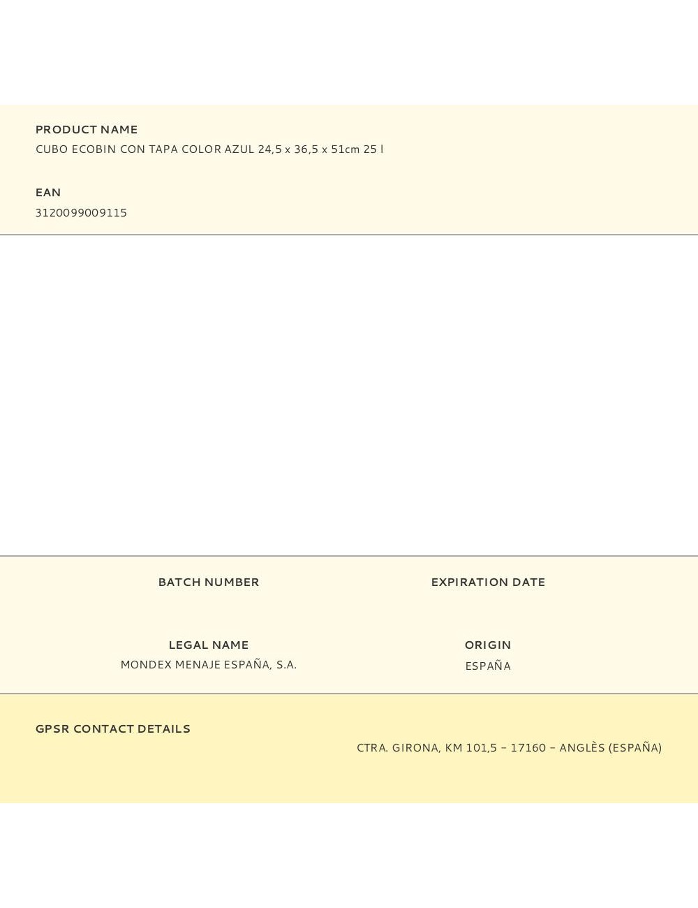 Cubo ecobin con tapa color azul 24,5 x 36,5 x 51cm 25 l