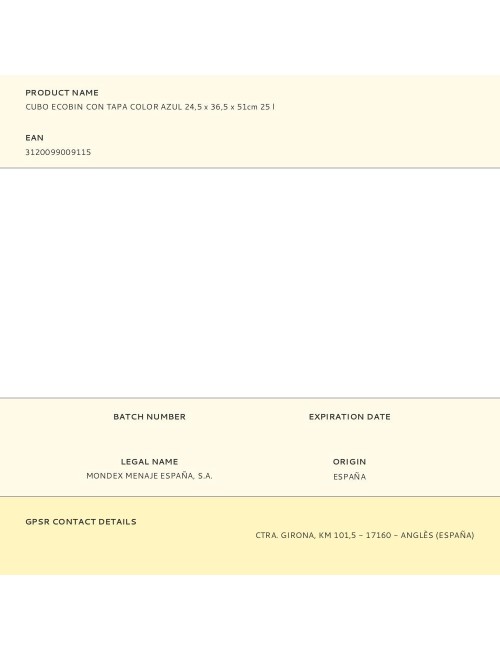 Cubo ecobin con tapa color azul 24,5 x 36,5 x 51cm 25 l