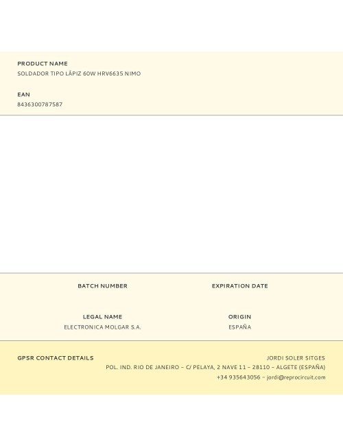 Soldador tipo lápiz 60w hrv6635 nimo