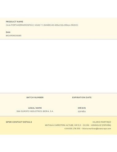 Caja de herramientas con 2 asas y 3 bandejas 400 x 210 x 190 mm