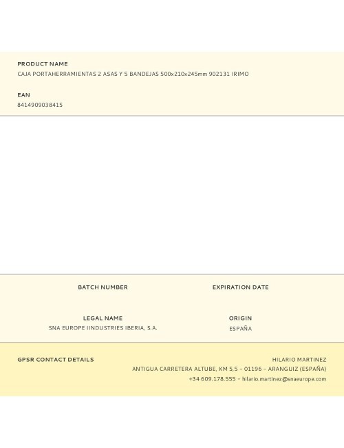 Caja de herramientas con 2 asas y 5 bandejas 500 x 210 x 245 mm