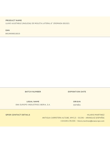 Llave ajustable de moleta lateral cromada, 150 mm