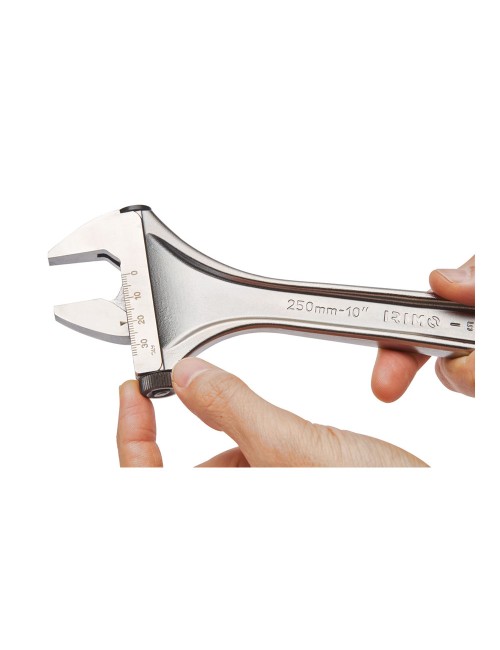 Llave ajustable de moleta lateral cromada, 200 mm