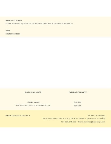 Llave ajustable (inglesa) de moleta central 6" cromada 5-150c-1