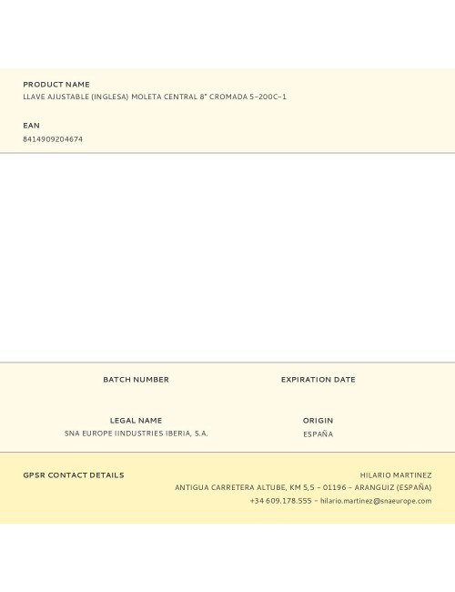 Llave ajustable (inglesa) moleta central 8" cromada 5-200c-1