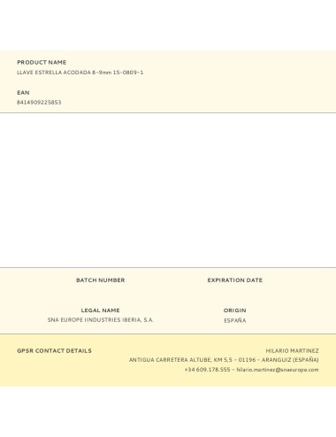 Llave estrella acodada 8 - 9 mm