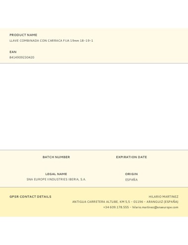 Llave combinada con carraca fija 19mm 18-19-1