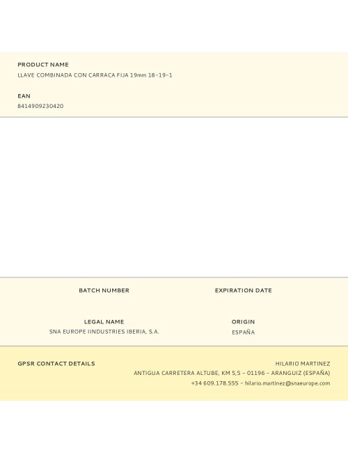 Llave combinada con carraca fija 19mm 18-19-1