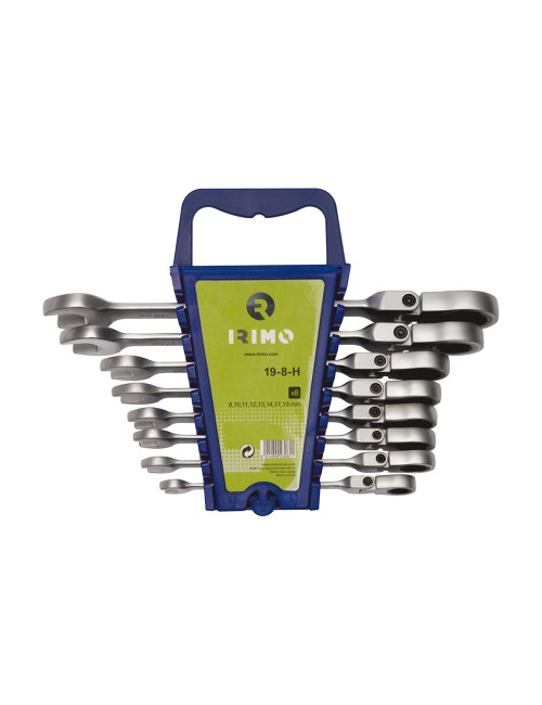 Juego 8 llaves combinadas carraca cabeza flexible/fija 8-19mm 19-8-h