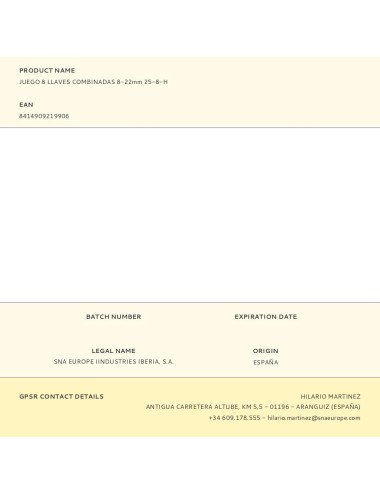 Juego 8 llaves combinadas 8-22mm 25-8-h