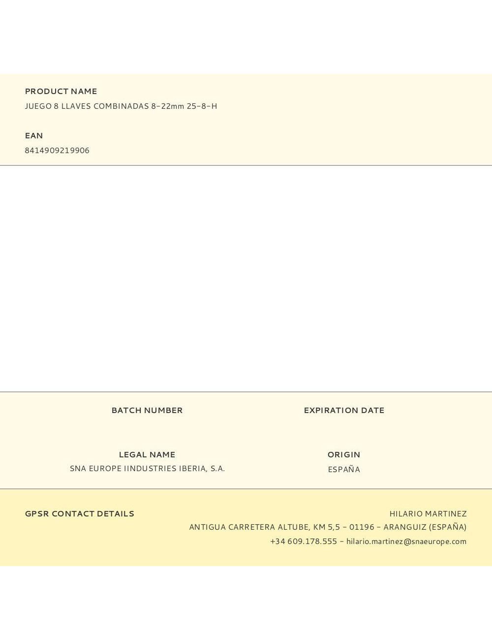 Juego 8 llaves combinadas 8-22mm 25-8-h