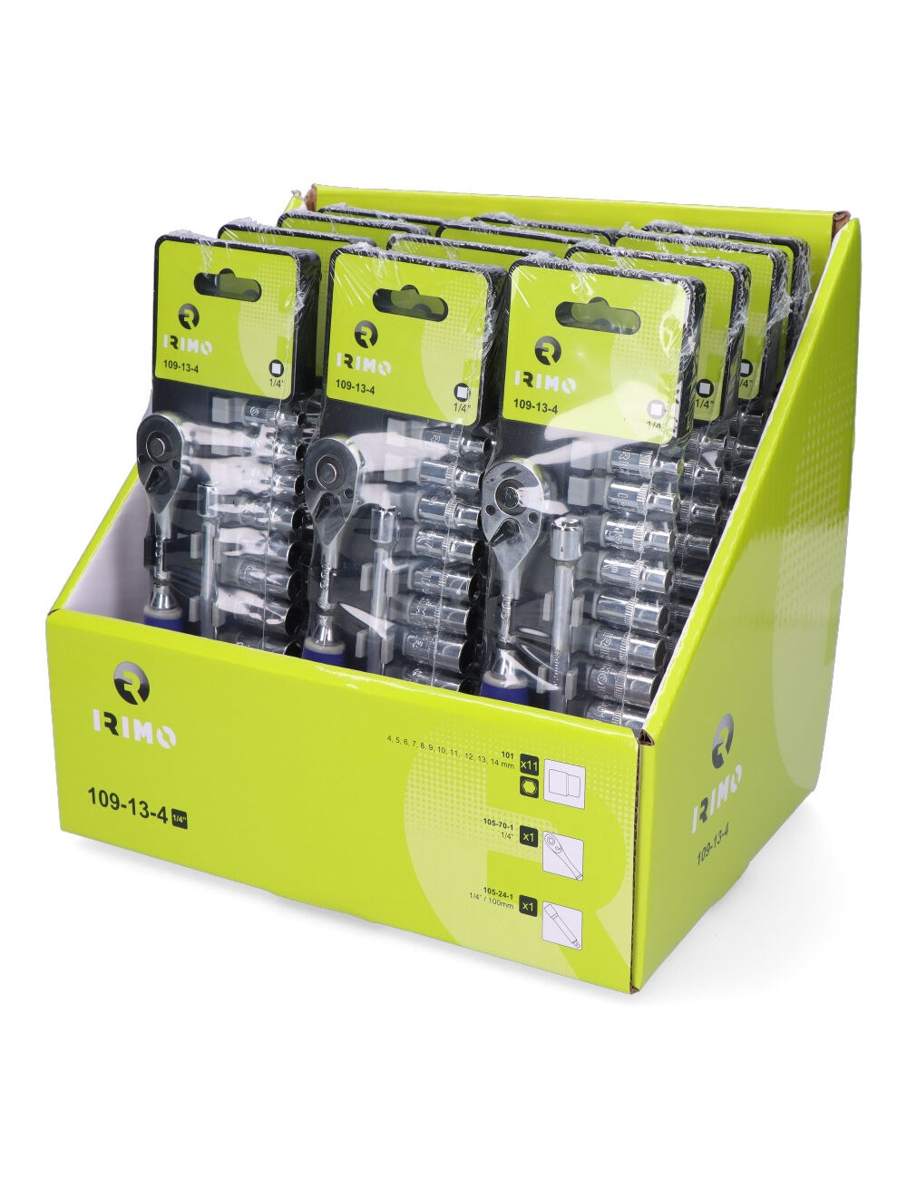 Juego carraca 1/4", vasos+alargador, 13 piezas 109-13-4