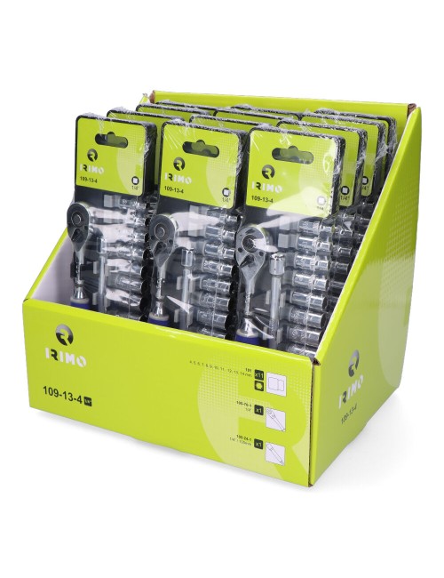 Juego carraca 1/4", vasos+alargador, 13 piezas 109-13-4